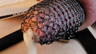 Leaking Thick cum. Cockcage cumshot