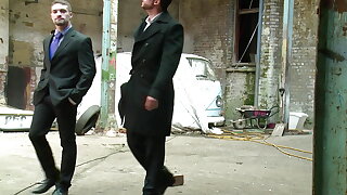 Sexy 2 gay businessmen have sex in an abandoned place