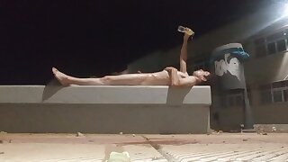 Nude piss shower in public place until cum