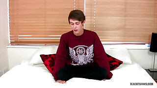 TeachTwinks: Aroused Jamie Sykes Strokes His Big Rock Hard Meat