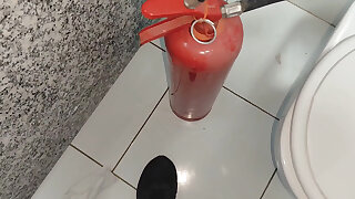 Cooling the Boy's Dick with the Fire Extinguisher.