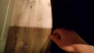 Small Penis Comes on Bar Stool in Condom