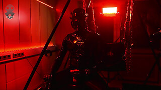 Rubberdrone jerk off in red light