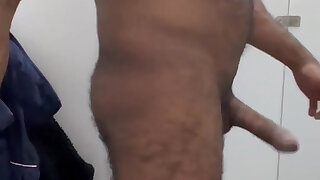 Security Guard Ejaculated on His Work Uniform in a Public Restroom.