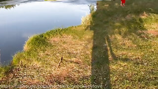 Showed a Dick to the Drivers of a Random Twink Athlete with a Big Dick Fucked on the Highway