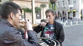 Gay twink and a hunk are having bareback sex